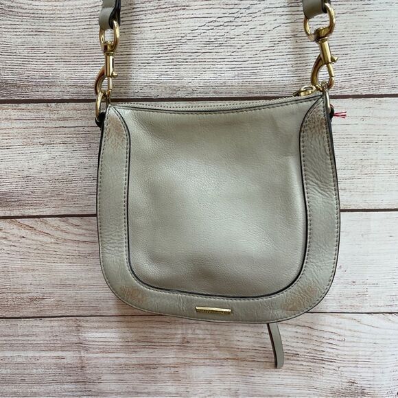 REBECCA MINKOFF LEATHER SADDLEBAG WITH DOG CLIP IN‎ CREAM - Picture 6 of 13